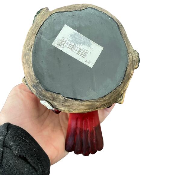 Cardinal Bird In Nest Figure Red Green Hat Scarf Winter Resin Decor CHIP READ - Picture 10 of 14